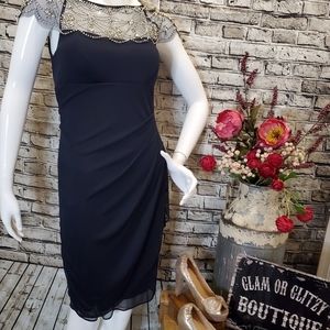 Blue with Gold Beads Party Dress